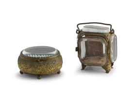 A French gilt-metal and glass watch casket, 19th century