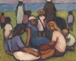 Eleanor Esmonde-White; Group of Figures on the Beach