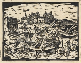 Gregoire Boonzaier; Fishing Boats, Waenhuiskrans