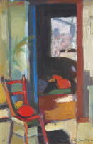 Herbert Coetzee; Interieur met Rooi Stoel (Interior with Red Chair)