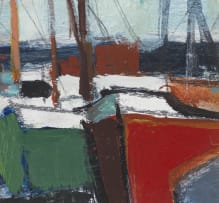 Herbert Coetzee; Bote in Hawe (Boats in a Harbour)