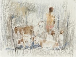 Otto Schröder; Boerbokke en Wagter (Boer Goat and Herder)