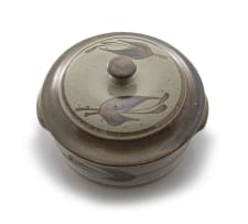 A stoneware casserole dish and cover, Tim Morris, 1941-1990