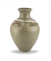 An olive-green glazed vase, David Walters, 1950-