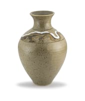 An olive-green glazed vase, David Walters, 1950-