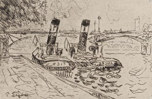 Paul Signac; Le Pont des Arts avec Remorqueurs (The Pont des Arts with Tugboats)