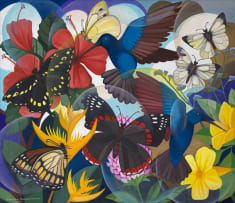 Senaka Senanayake; Sun Bird, Butterflies and Flower Composition
