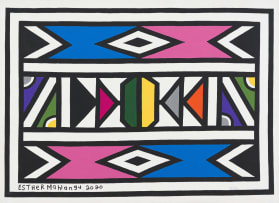 Esther Mahlangu; Untitled (Ndebele in Pink and Blue)