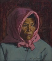 Maggie Laubser; Portrait of a Woman with Head Scarf