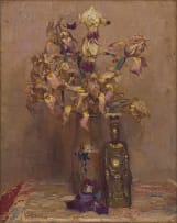 Frans Oerder; Still Life with Irises and Sculpture