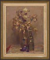 Frans Oerder; Still Life with Irises and Sculpture