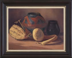 Jacob Hendrik Pierneef; African Clay Pots with Calabash