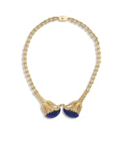 18ct gold and lapis lazuli necklace, Egypt