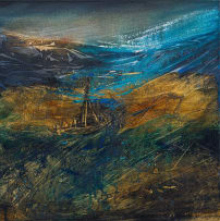 Lynette ten Krooden; Abstract Landscape in Blue and Gold