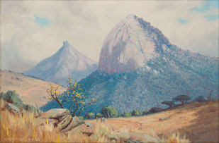 Willem Hermanus Coetzer; Landscape with Blue Mountains