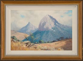 Willem Hermanus Coetzer; Landscape with Blue Mountains