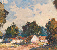 Anton Benzon; Landscape with Farm Buildings