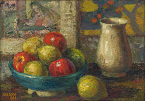 Gregoire Boonzaier; Still Life with Apples and Vase