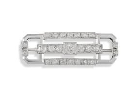 Diamond and 14ct white gold brooch