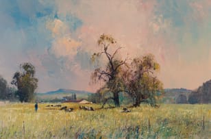 Christopher Tugwell; Field with Trees and Cattle