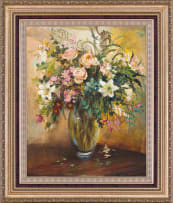 Mari Vermeulen-Breedt; Roses and Lilies in a Vase