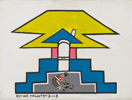 Esther Mahlangu; Untitled (Ndebele Pattern with Woman)