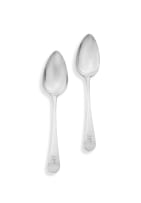 A pair of George IV silver 'Old English' pattern dinner spoons, The Batemans, London 1825