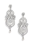 Pair of diamond and 18ct white gold pendant earrings