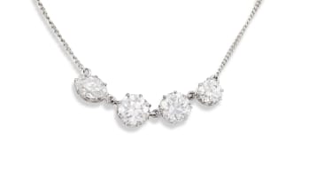 Four stone diamond and 18ct white gold necklet