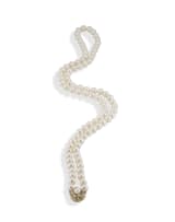 Cultured pearl and diamond necklace