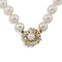 Cultured pearl and diamond necklace