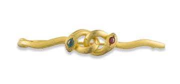 Late Victorian vermeil gold, emerald and garnet brooch