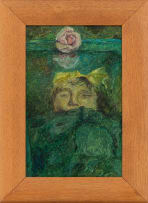 Mary Holland; Face and Rose on Green