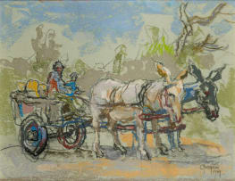 Gregoire Boonzaier; Twee Donkies en Karretjie (Two Donkeys and Cart)