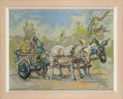 Gregoire Boonzaier; Twee Donkies en Karretjie (Two Donkeys and Cart)