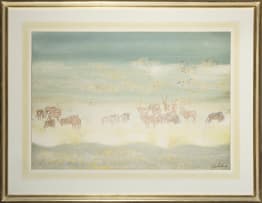 Gordon Vorster; Gemsbokke en Wildebeeste in a Landscape (Oryx Gazella and Wild Beasts in a Landscape)