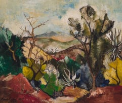 Paul du Toit; Landscape with Mountains and Bare Trees