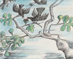 Peter Clarke; Birds Quarrelling Over a Ripe Fig