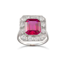 Diamond and verneuil synthetic spinel platinum ring, 1920s