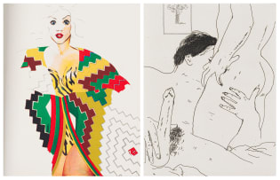 David Hockney, Allen Jones; The Erotic Arts by Peter Webb: book comprising two prints