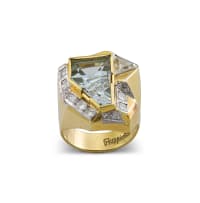 Aquamarine and diamond 18ct yellow and white gold dress ring, Franz Huppertz