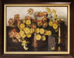 Frans Oerder; Still Life of Chrysanthemums and a Konfoor