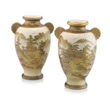 A pair of Japanese Satsuma vases, Meiji period, 1868-1912