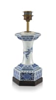 A Japanese Hirado blue and white lamp base, 19th/20th century