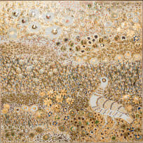 Esias Bosch; Bird in Landscape Lustreware Tile