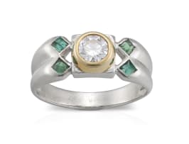 Diamond and emerald ring