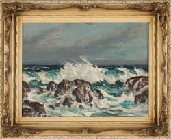 George William Pilkington; Waves Breaking on Rocks