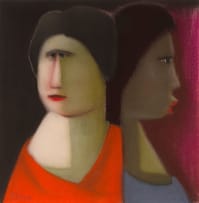 Pieter van der Westhuizen; Two Women Wearing Red and Blue