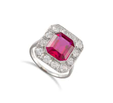 Diamond and verneuil synthetic spinel platinum ring, 1920s