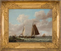 Johannes Hermanus Barend Koekkoek; Seascape with Boats
